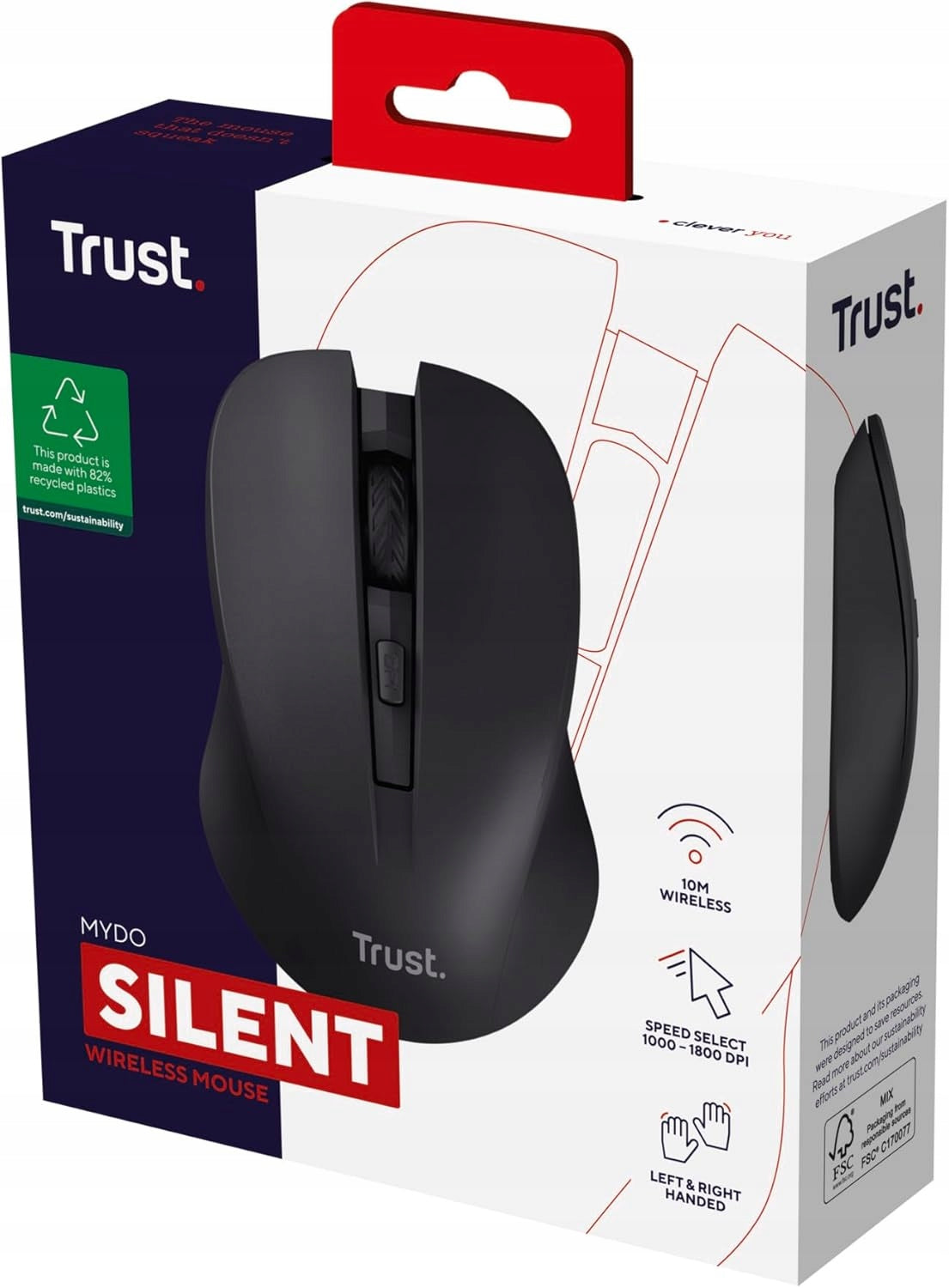 2 x Silent Click Wireless Mouse Ambidextrous Mouse Trust Mydo