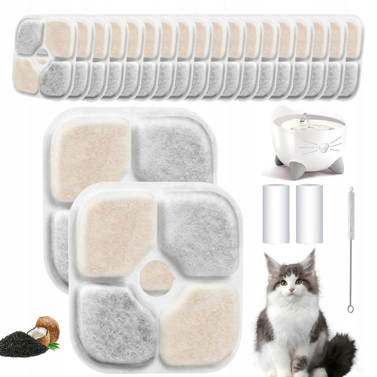 20 FILTERS FOR CATIT PIXI DRINKER CAT FOUNTAIN REPLACEMENT SET