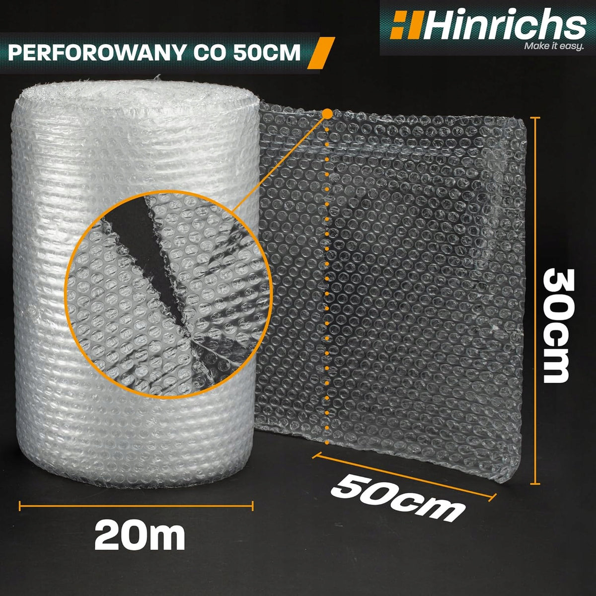 20M X 30CM PERFORATED ROLL BUBBLE WRAP FOR SHIPPING AND PACKING Width 30 cm
