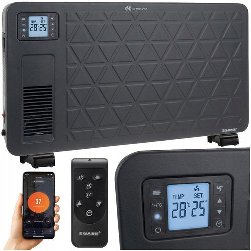 2300W WIFI Smart Electric Convector Heater LCD + APP and Remote Black