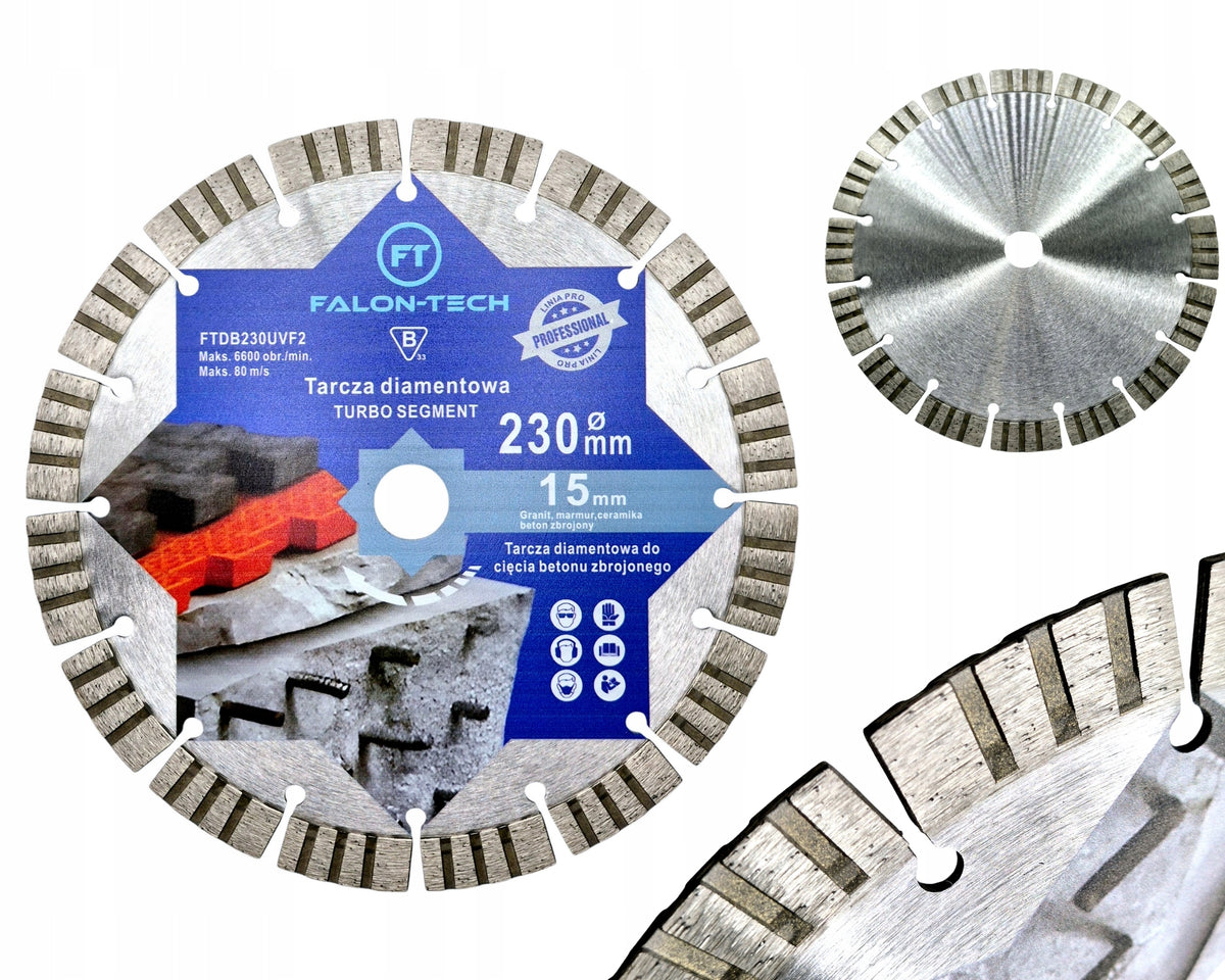 230MM DIAMOND BLADE FOR CUTTING HARD CONCRETE REINFORCED BRICK CUBE 2 Brand Falon-Tech