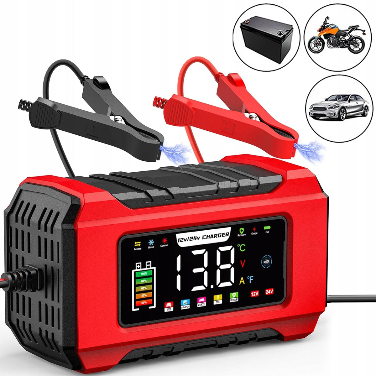 24/12V Powerful Intelligent Car Rectifier Battery Charger 15A