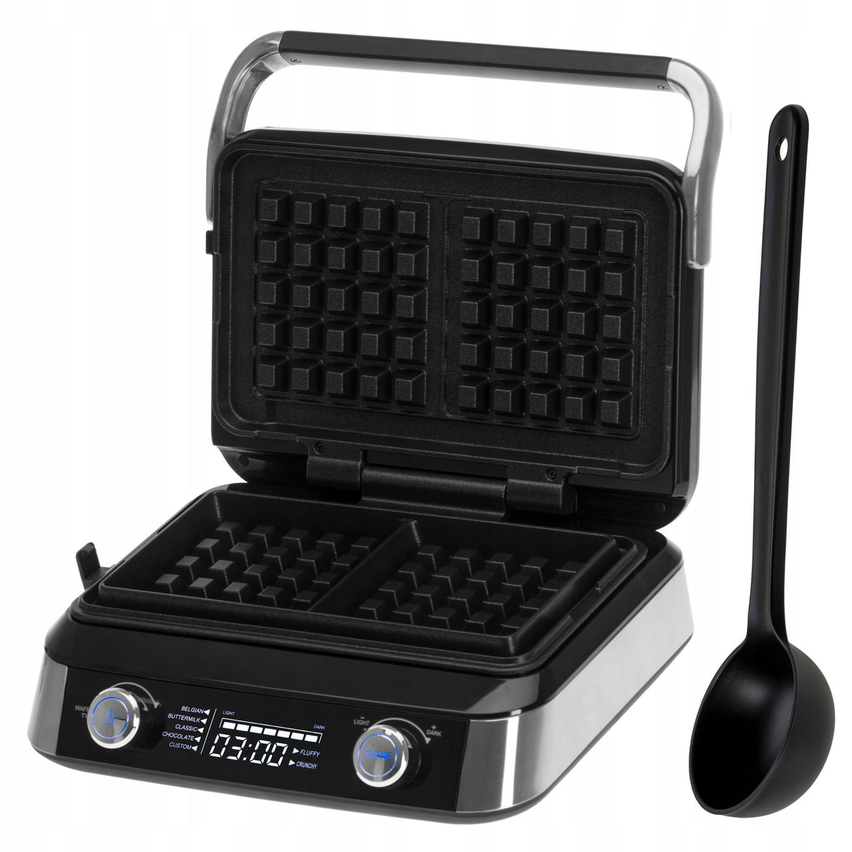 2400W WAFFLE MAKER FOR 2 WAFFLES STRONG DISPLAY 5 AUTOMATIC PROGRAMS Packaging status original