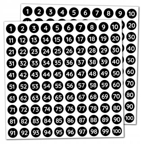 25 SHEETS - 1-100 LABELS SELF ADHESIVE STICKERS WITH NUMBERS FOR HOME Packaging status original