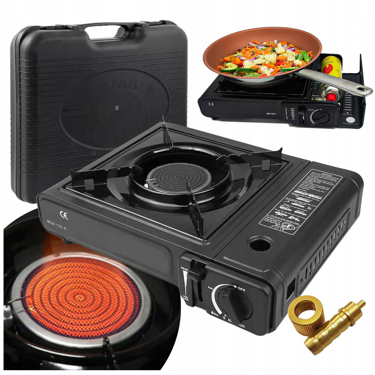 2IN1 PORTABLE GAS TOURIST STOVE + REDUCER WITH SUITCASE