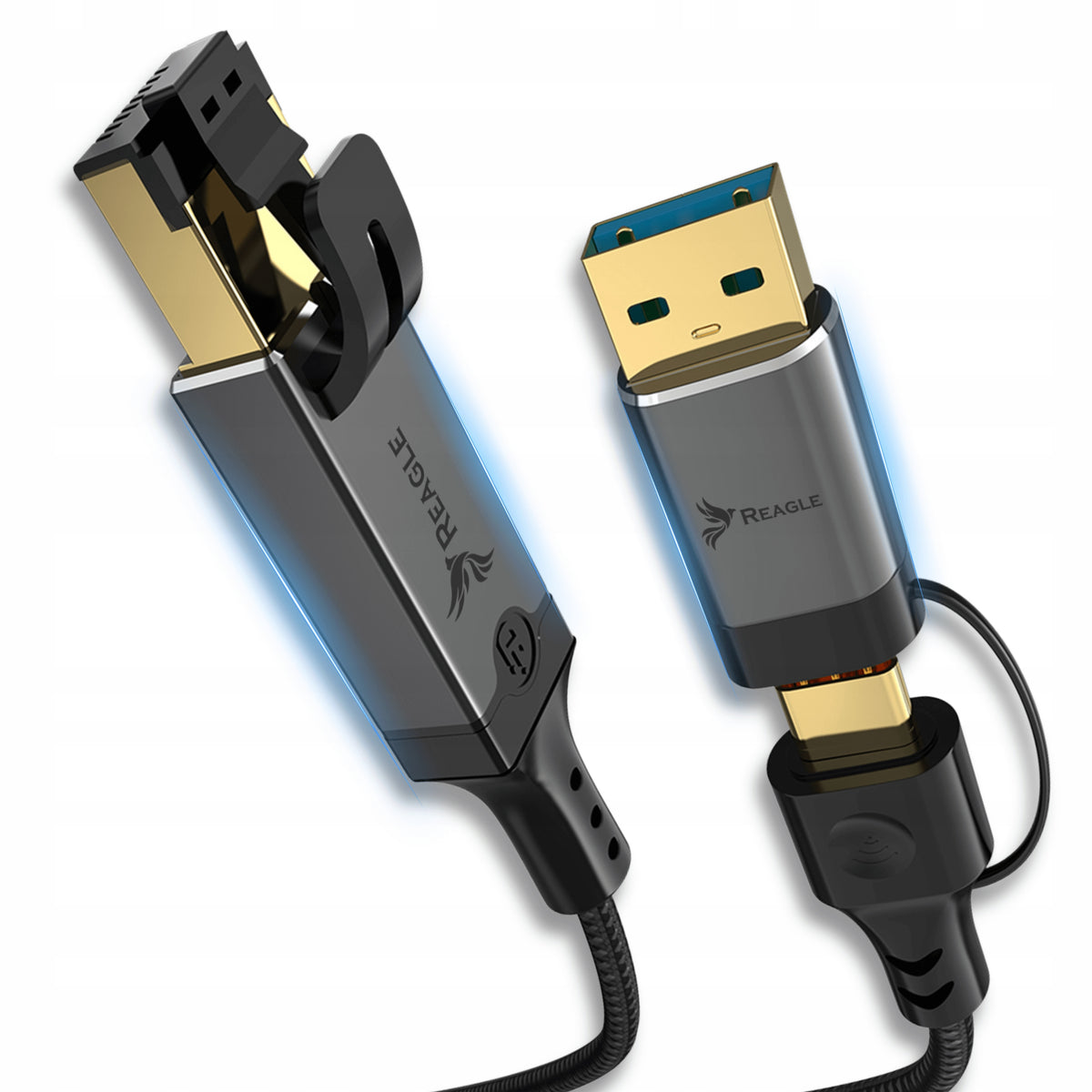 2IN1 USB-C USB-A ETHERNET NETWORK CABLE FOR RJ45 1Gb/s 3M LAN CABLE