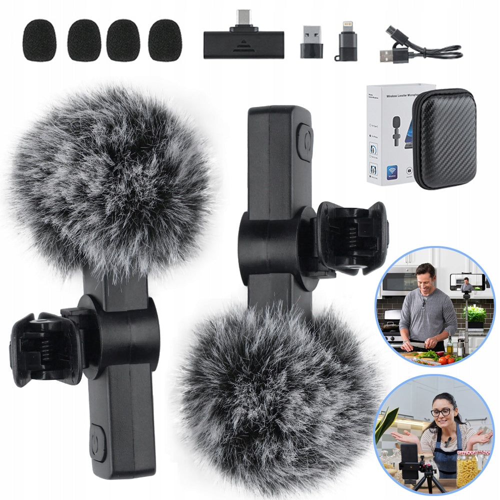 2PCS WIRELESS LAVALATER MICROPHONES, MINI MICROPHONE