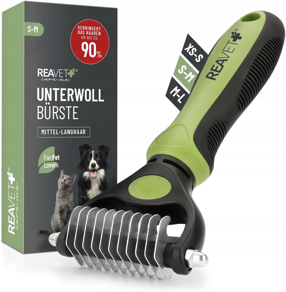 2X CAT DOG BRUSH FOR UNDERCOAT S-M GREEN