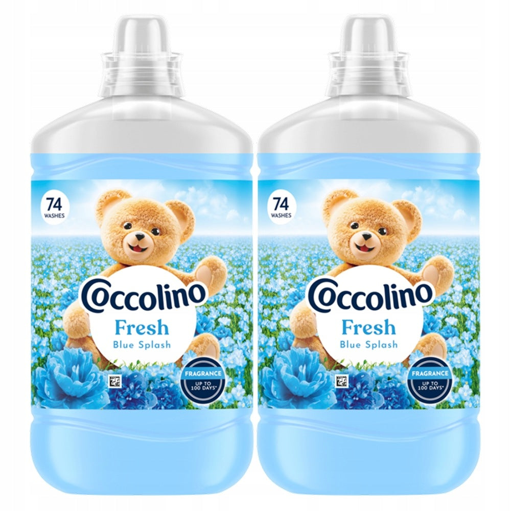 2X COCCOLINO FRESH BLUE SPLASH - SOFTENER, 74 WASHES (1702ML)