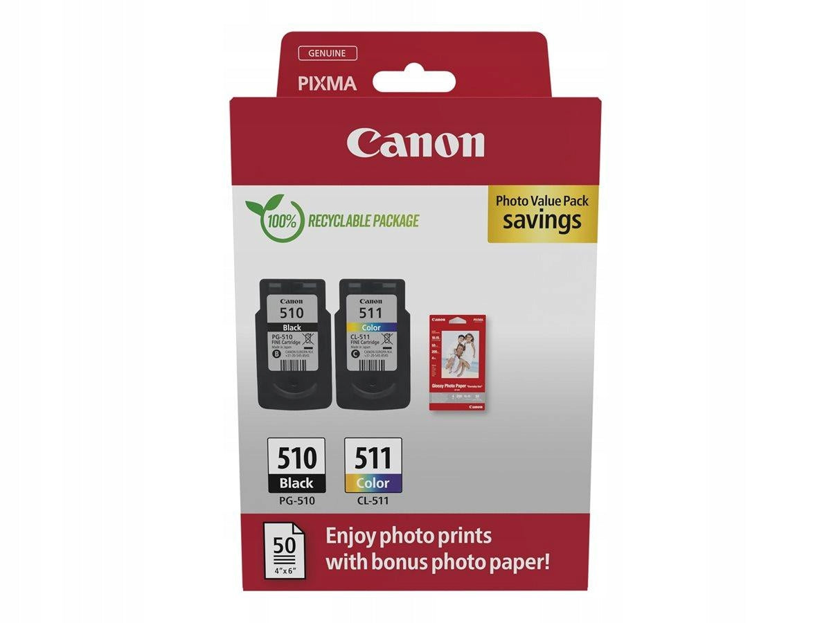 2X Canon PG-510/CL-511 Ink Cartridge+Photo Pap Ink Cartridge Set