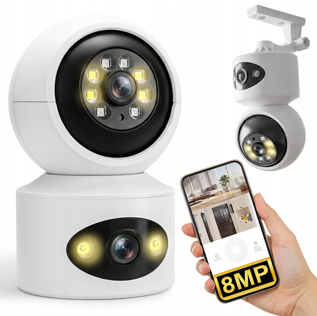 2X DUAL CAMERA ROTATING INDOOR WIFI HOME NANNY SMART DETECTION 8M