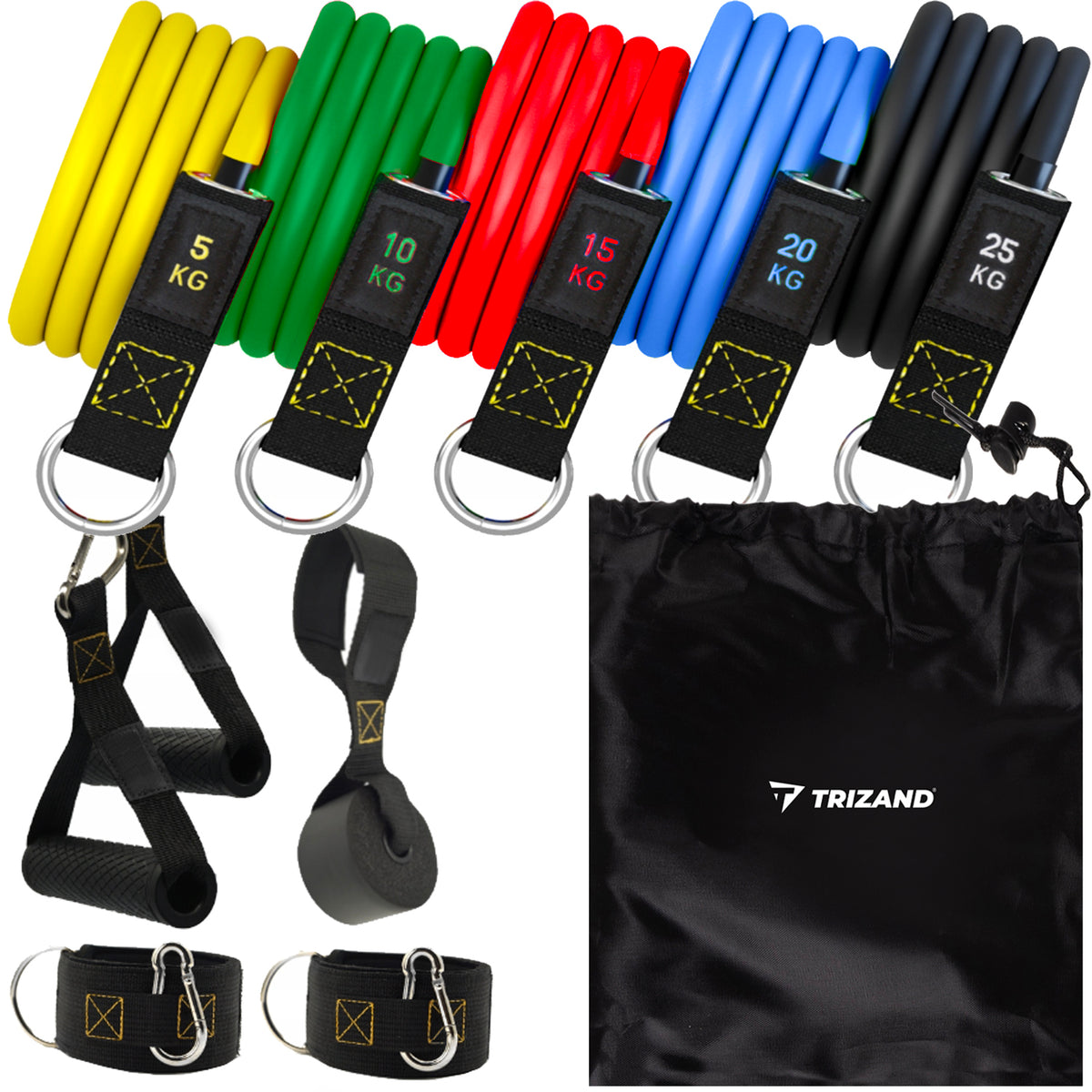 2X Exercise Rubber Set + Accessories Trizand 22716