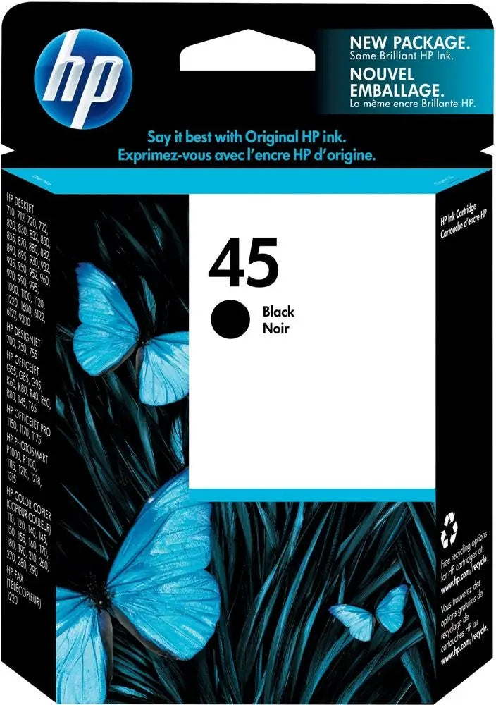 2X HP 45 Black (42ml) Color black