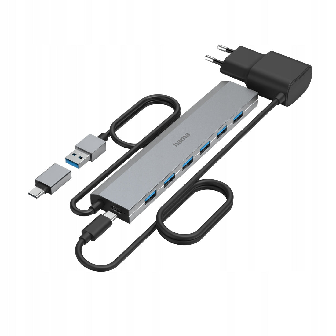 2X Hub Hama 7 Ports USB 3,2 USB-C Adapter