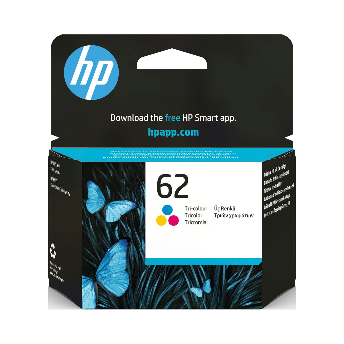 2X Ink HP 62 CMY color up to 165str. Instant Ink