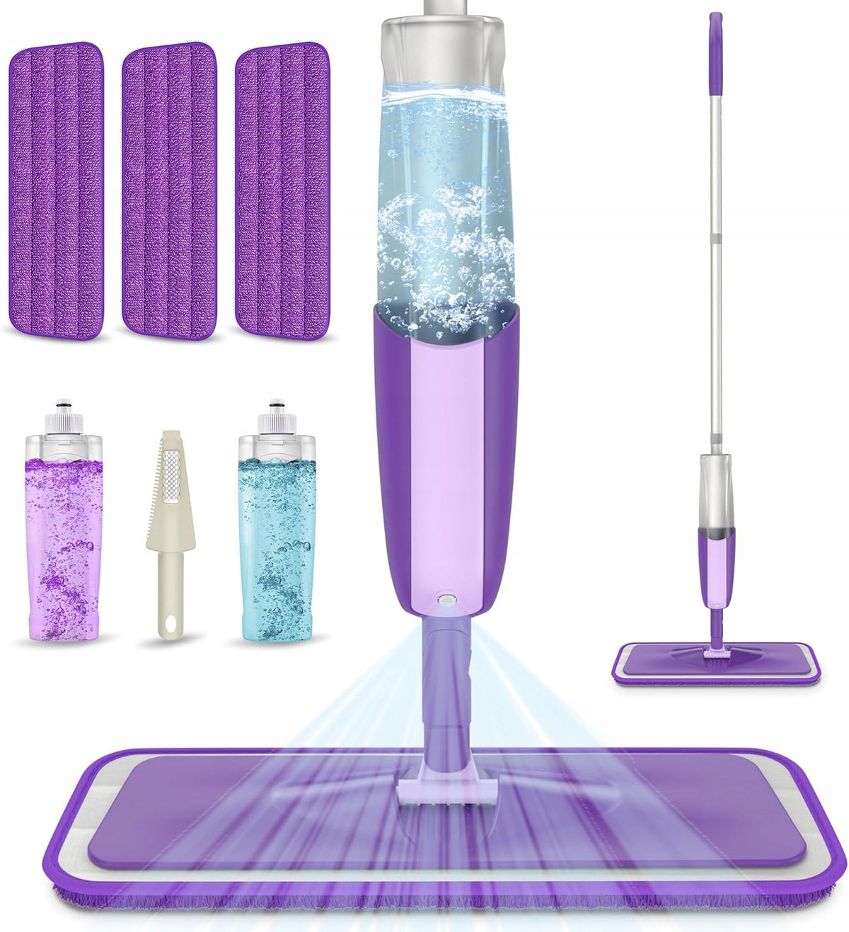 2X MICROFIBER SPRAY MOP 360° 2ALUMINUM BOTTLES FOR TILE FLOORING