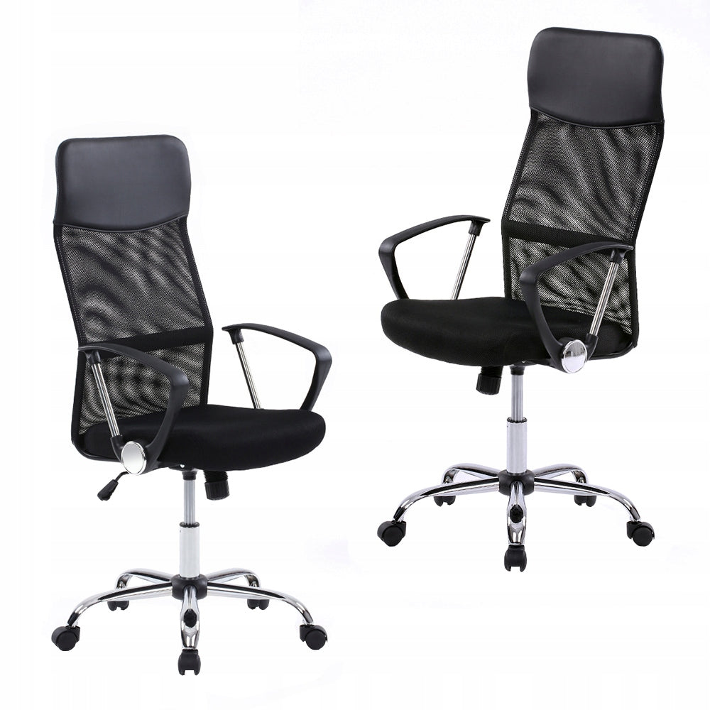 2X OFFICE CHAIR SWIVEL OFFICE CHAIR MICRO MESH BLACK ADJUSTABLE GAM