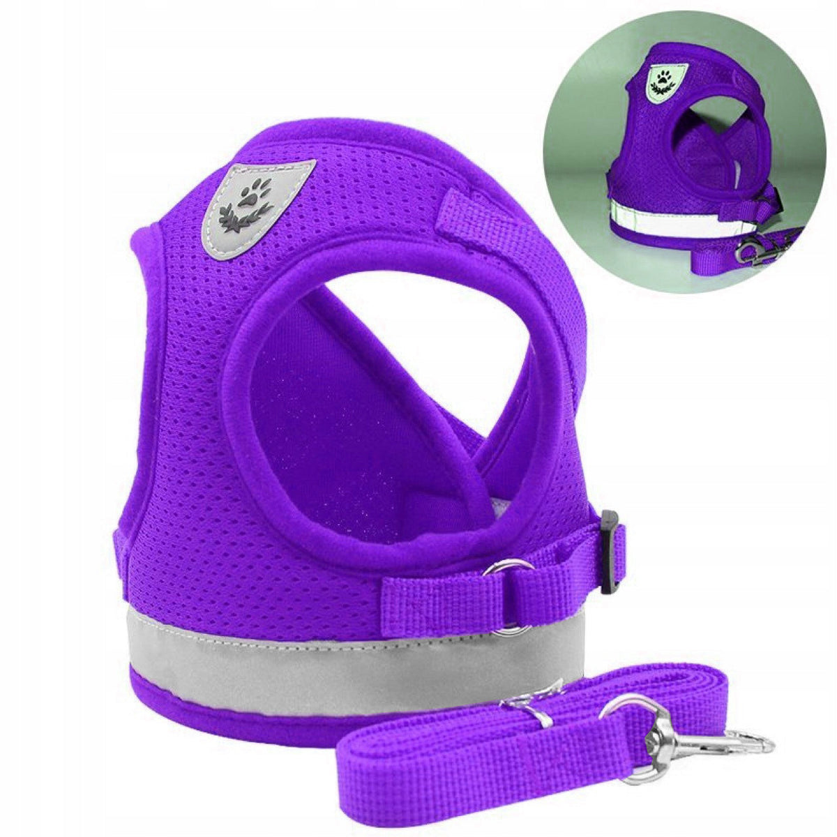 2X PRESSURE-FREE WALKING HARNESS ADJUSTABLE CAT REFLECTOR + LEASH SIZE