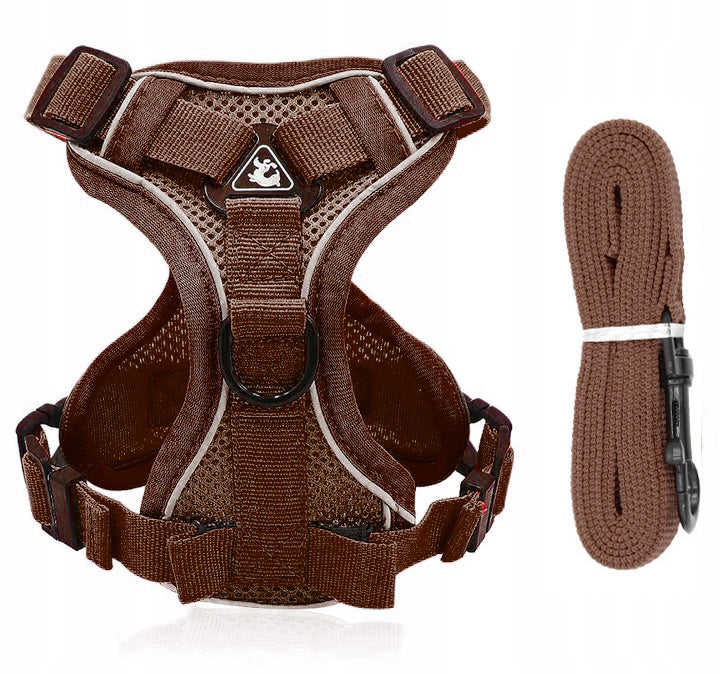 2X PRESSURE-FREE WALKING HARNESS ADJUSTABLE GUARD TYPE FOR DOG + LEASH r.