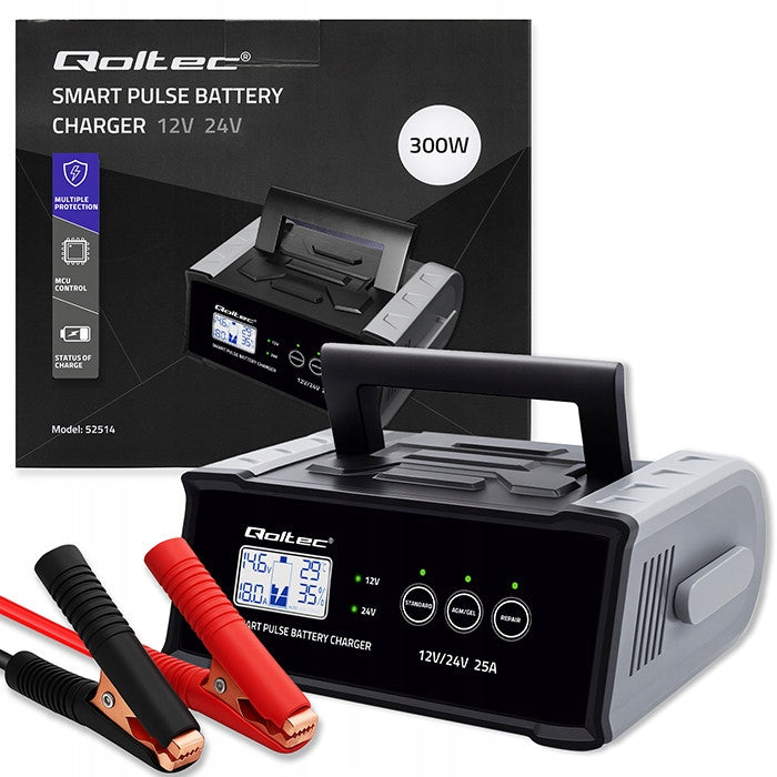 2X Rectifier 25A 12V/24V Charger with Repair Function and LCD for AGM GEL Qolt