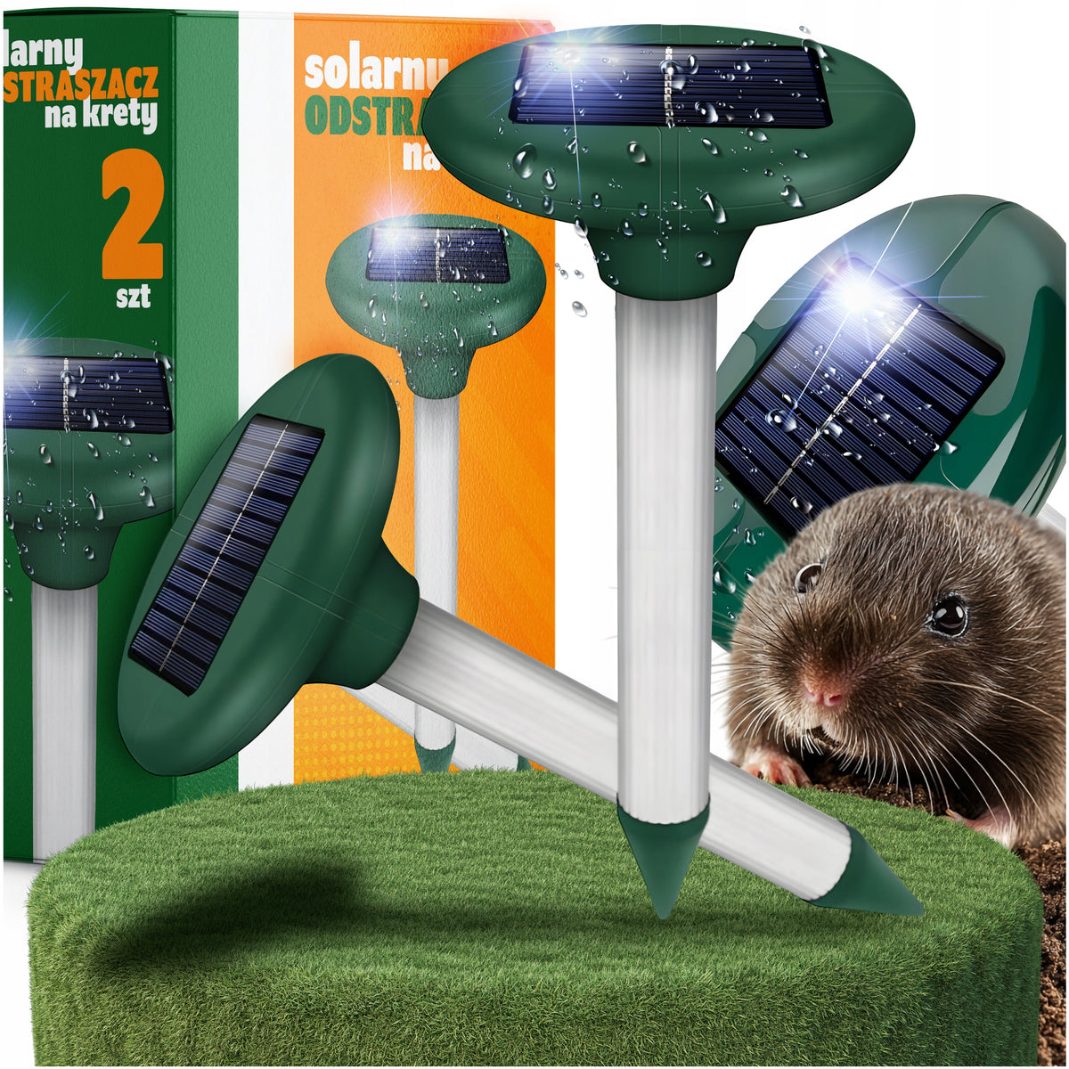 2X STRONG DETERRENT FOR MOLES VOLES MARTENS SOLAR RODENTS 1700m²