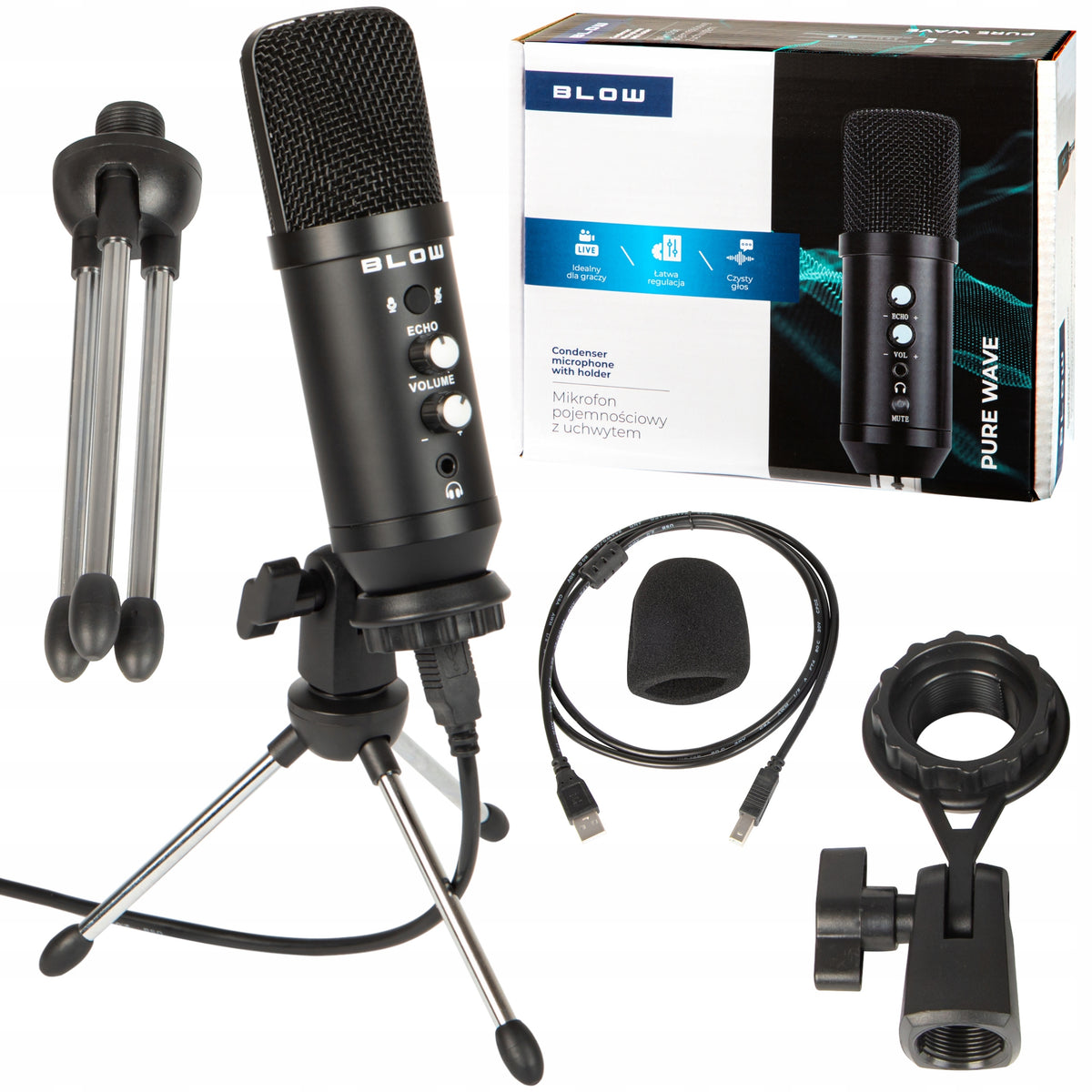 2X Studio microphone with tripod BLOW / 33-051