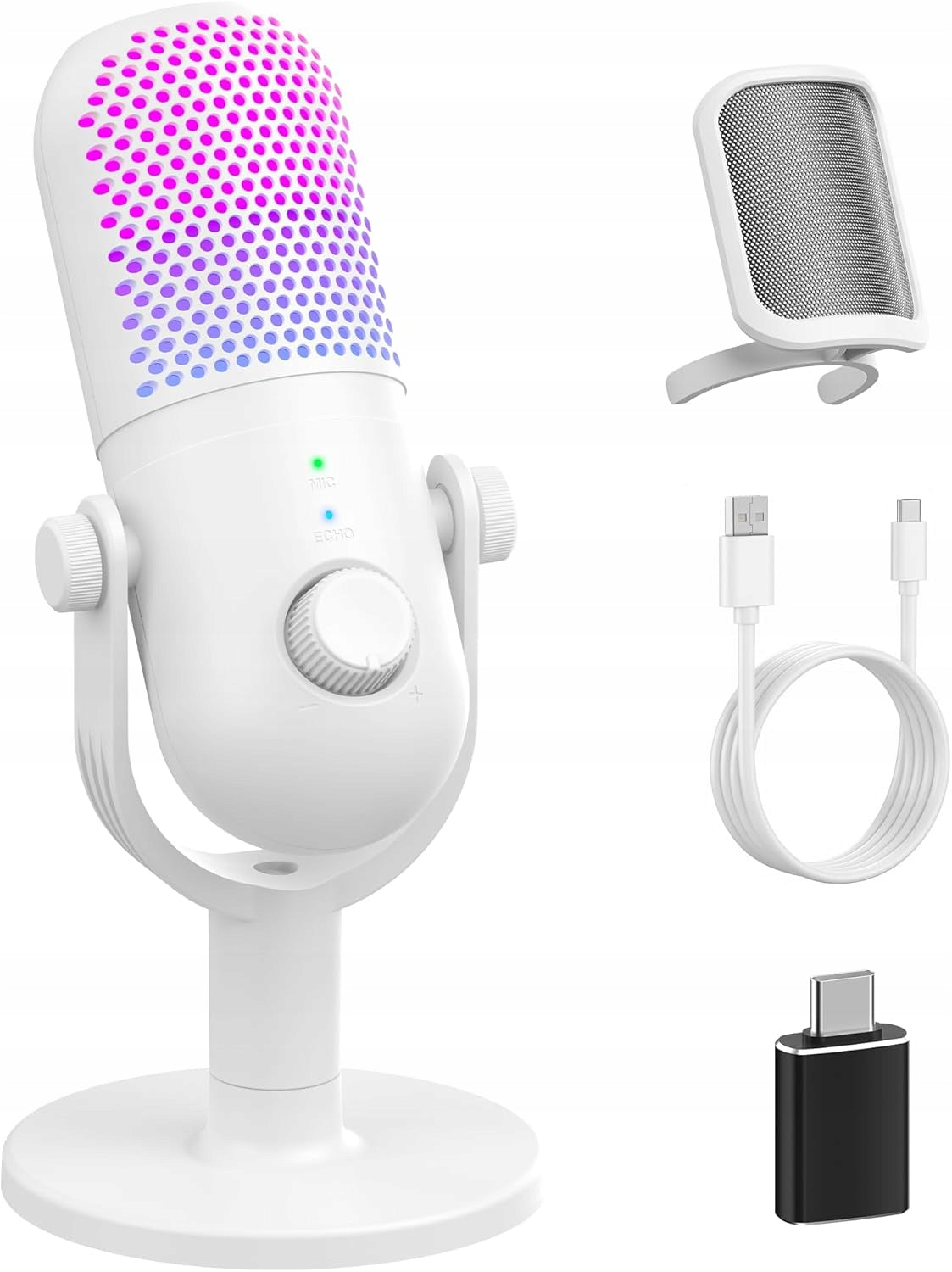 2X USB RGB CONDENSER MICROPHONE FOR GAMING STREAMING