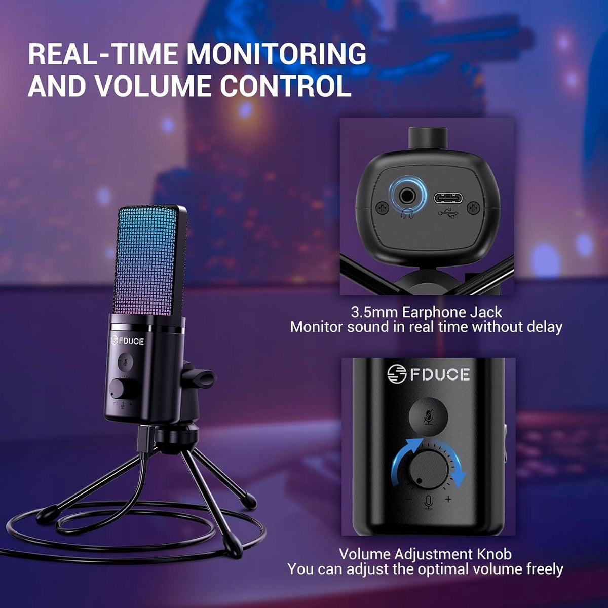 2X USB RGB CONDENSER MICROPHONE WITH TRIPOD FOR STREAMING AND GAMING Manufacturer code 5907094184515