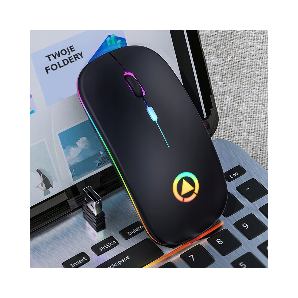 2X WIRELESS MOUSE QUIET BACKLIT RGB CLICKLESS BLUETOOTH FOR LAPT
