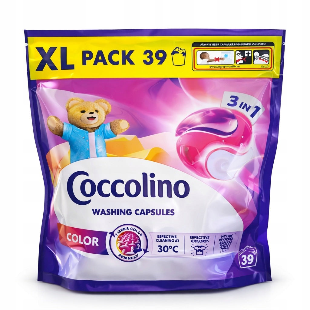 2x COCCOLINO CAPSULES COLOR XXL 3in1 FOR WASHING COLORED CLOTHES 39pcs