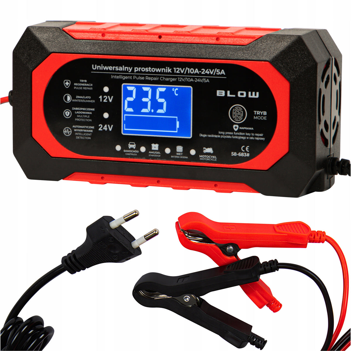 2x Car Rectifier Automatic Blow 12v 24v 10a With Repair Mode