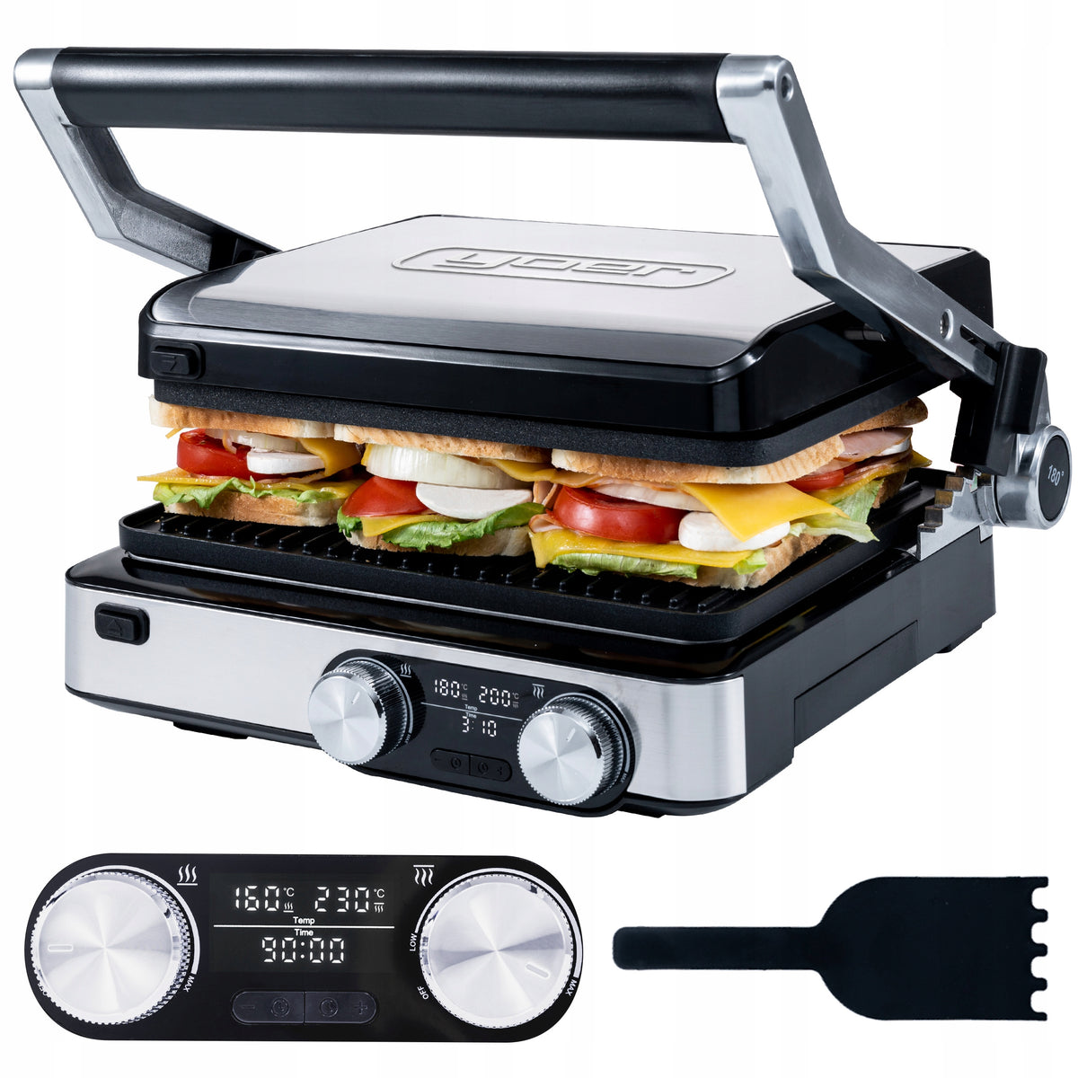 2x Grill Electric Panini Toaster Yoer 2000w Time and Temp Programmer