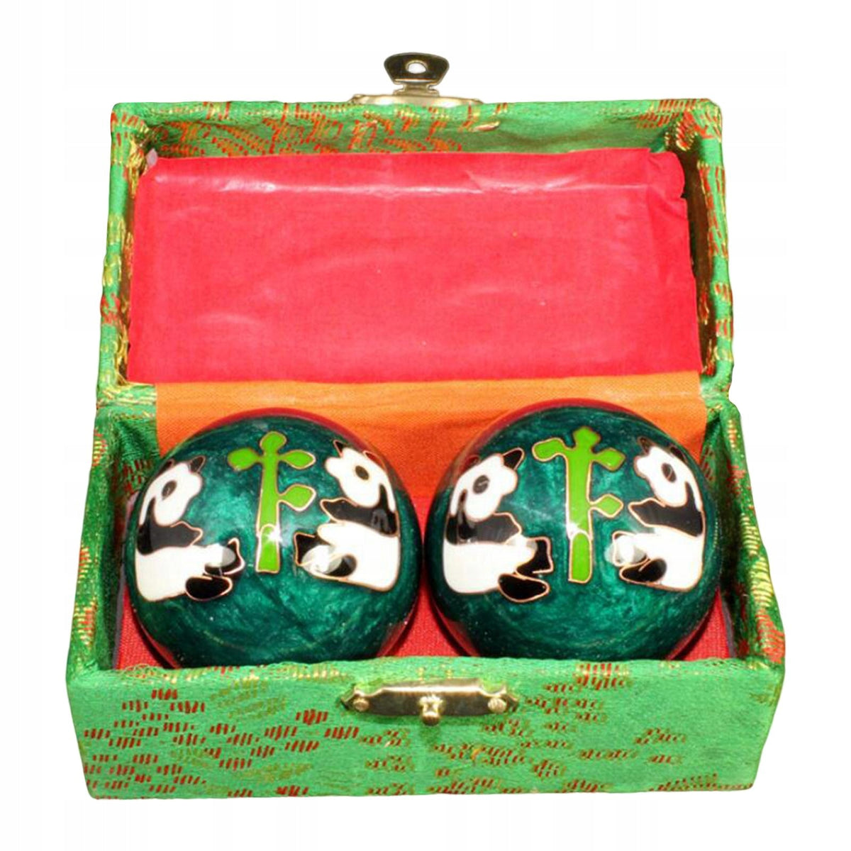 2x Hand Massage Balls with Storage Box Baoding Balls for Panda Green