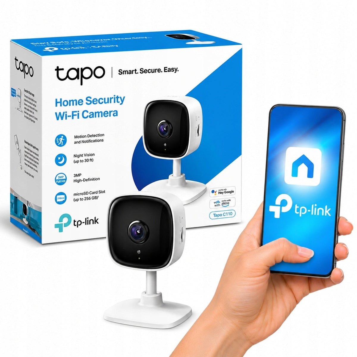 2x Indoor Camera TP-Link Tapo C110 WiFi 3MP 2K Home Office Monitoring Manufacturer code TAPOC110