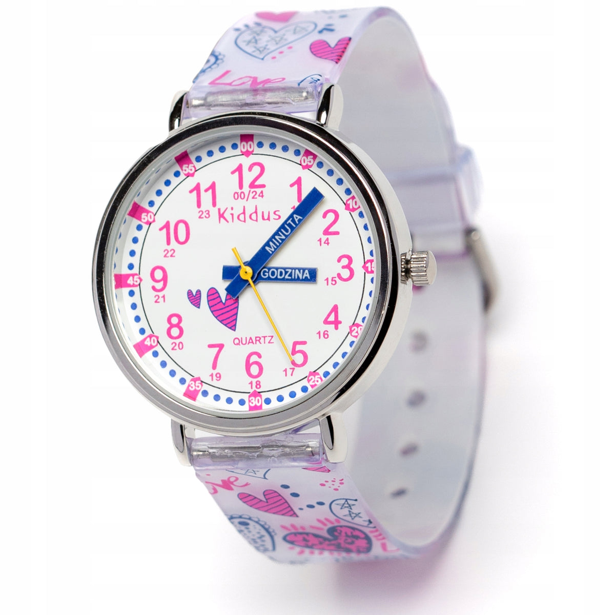 2x Kiddus Children's Watch Time Teacher Polish Hearts