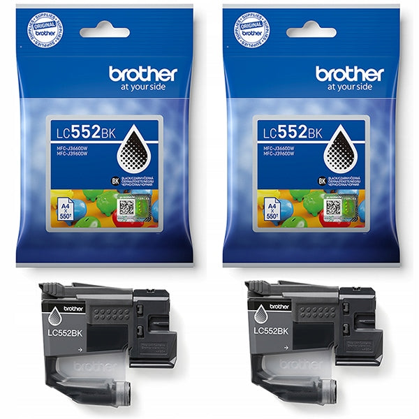2x ORIGINAL INK BROTHER LC552BK FOR MFC-J3660DW MFC-J3960DW BLACK