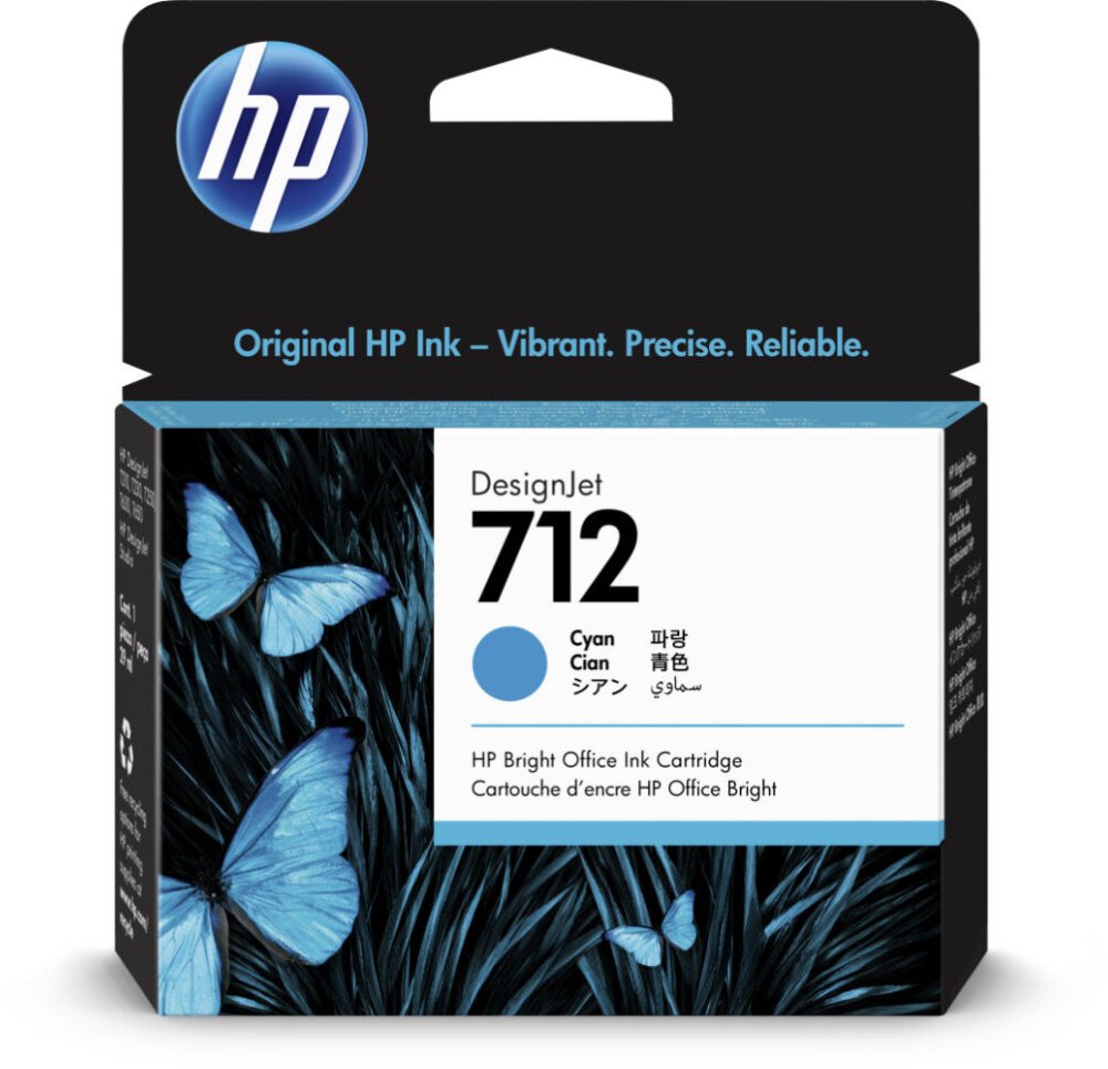2x Original Cyan Ink HP 712 (3ED67A) Color blue (cyan)