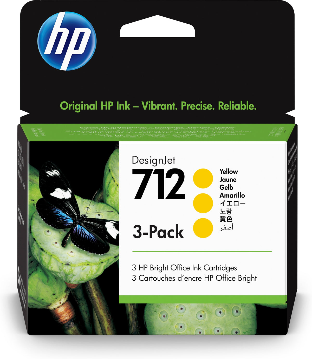 2x Original Yellow Ink HP 712 Three Pack (3ED79A) Color yellow