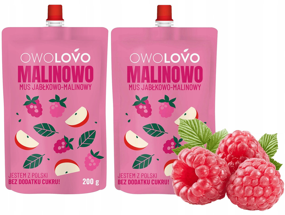 2x OwoLovo Raspberry Apple and Malate Mousse for Children 200g