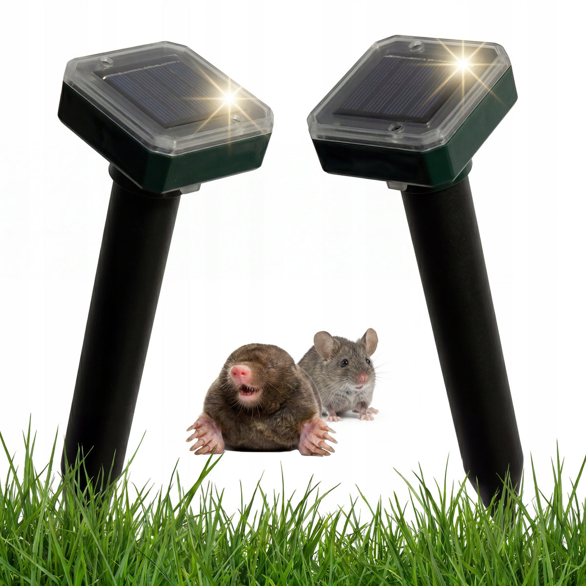 2x POWERFUL MOLE REPELLENT RAT MICE VOLES RODENT SOLAR GARDEN