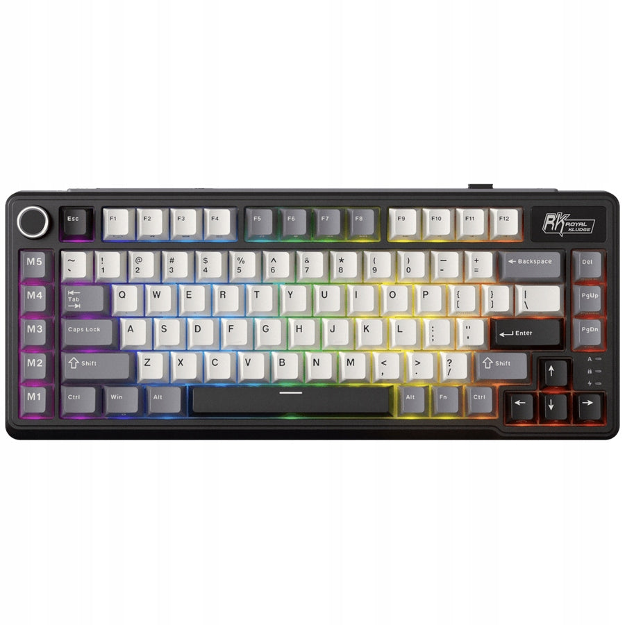 2x ROYAL KLUDGE RK L75 Knight Black Gaming Keyboard Cream Switch