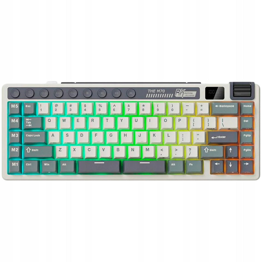2x ROYAL KLUDGE RK M70 Cyan Purple Gaming Keyboard Beige Switch
