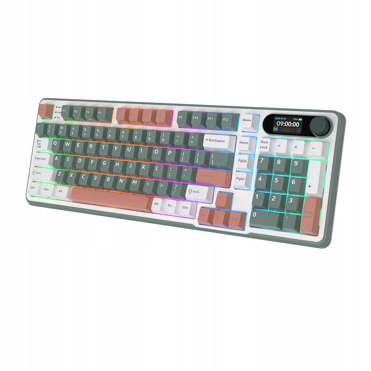 2x ROYAL KLUDGE RK-S98 Camping Green Gaming Keyboard Chartreuse switch