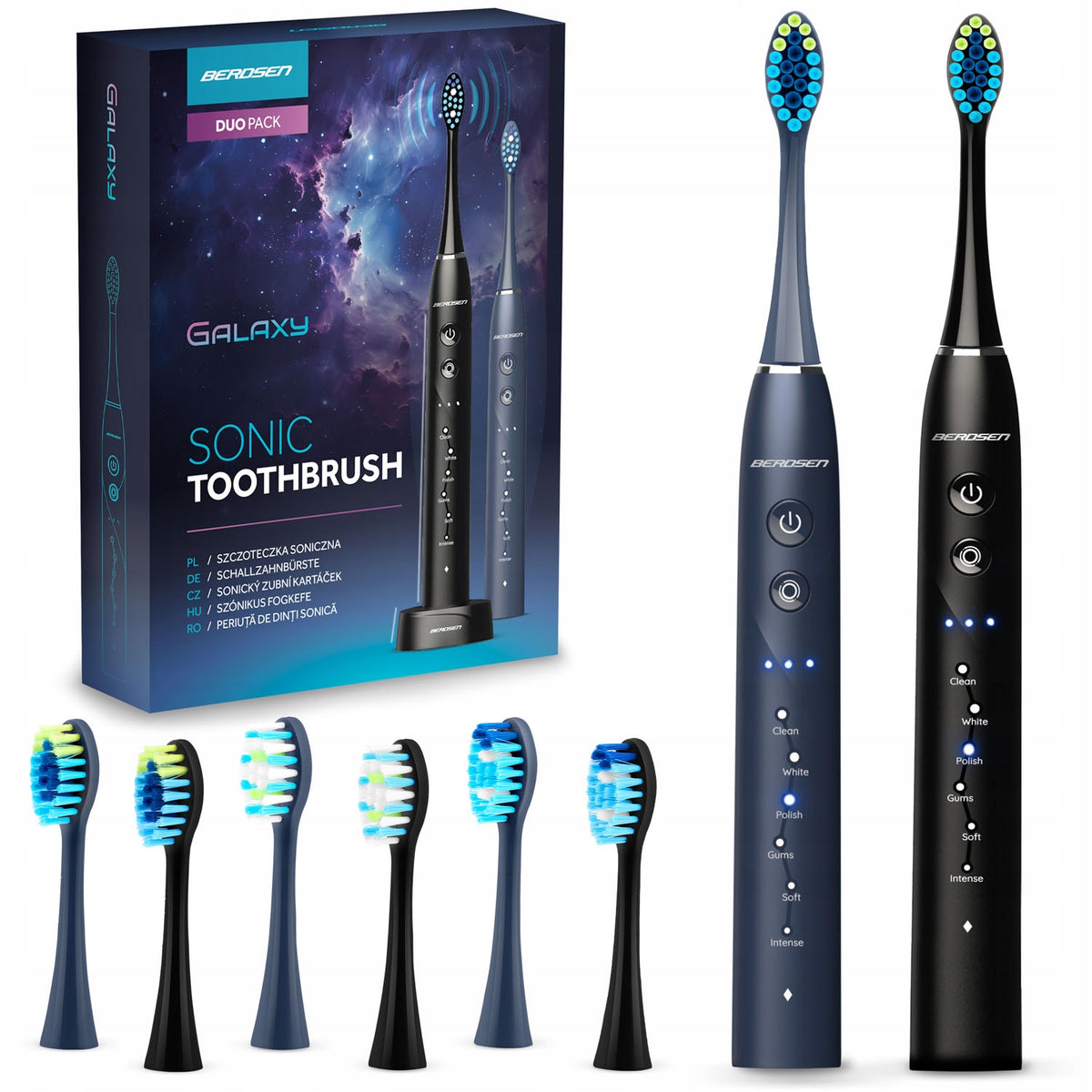 2x SONIC TOOTHBRUSH ELECTRIC SET OF 2 + TIPS