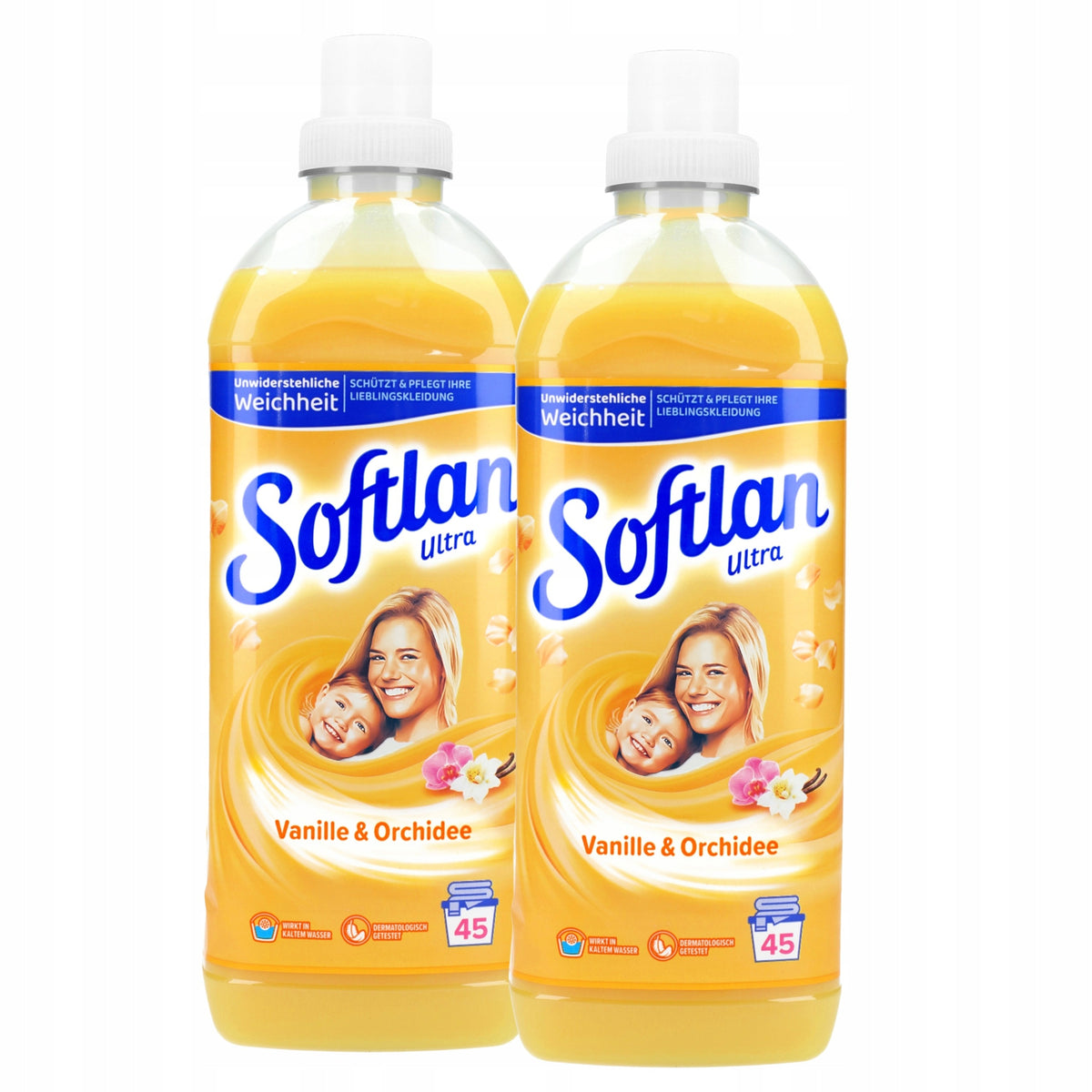 2x Softlan Liquid Fabric Rinse Concentrate Vanille&Orchidee Yellow 1l