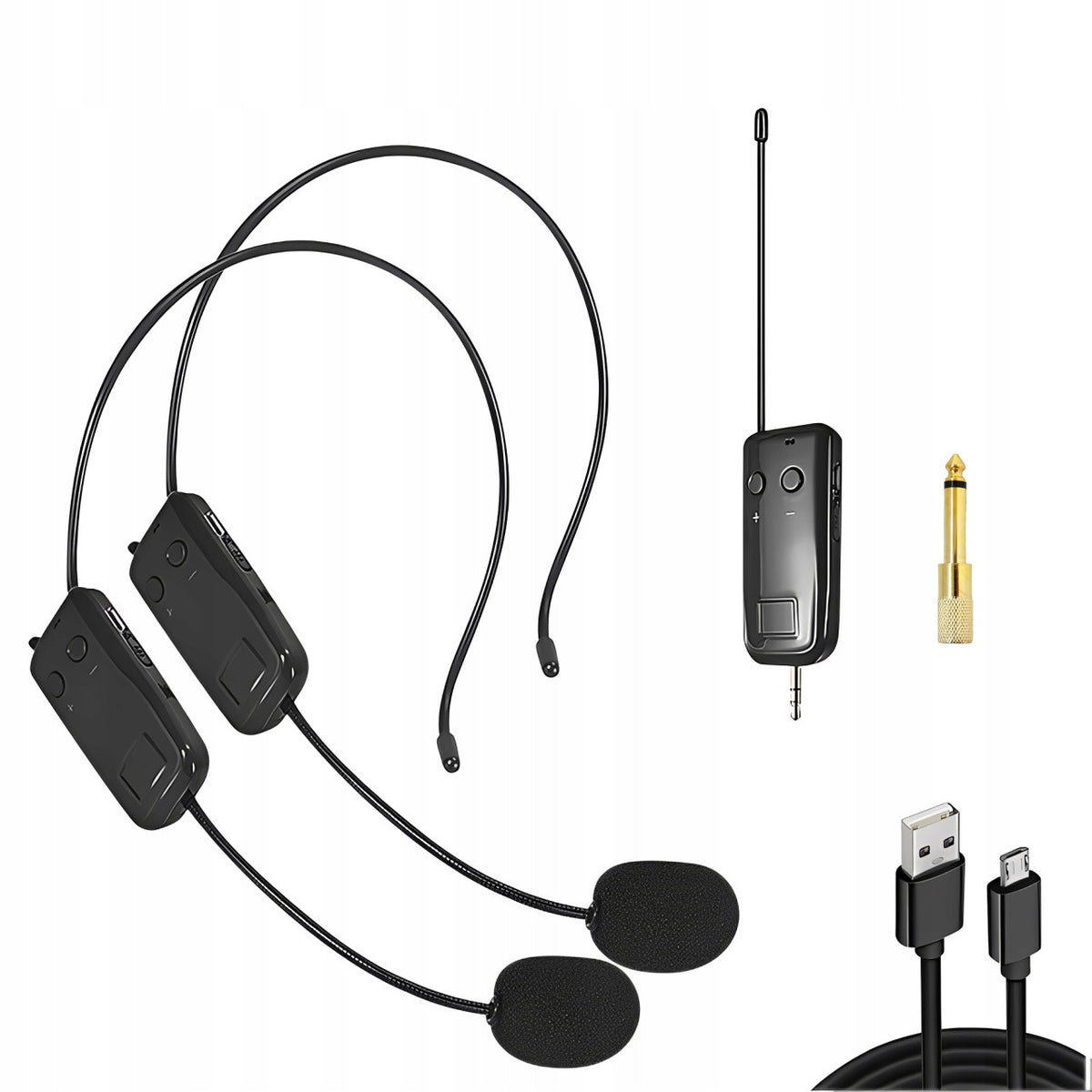 2x UHF Wireless Headset Microphone + Receiver