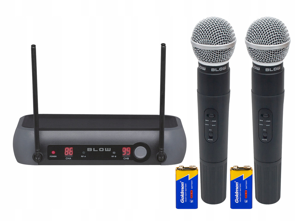 2x WIRELESS MICROPHONE + RECEIVER STATION RANGE 50m KARAOKE VOCAL SET