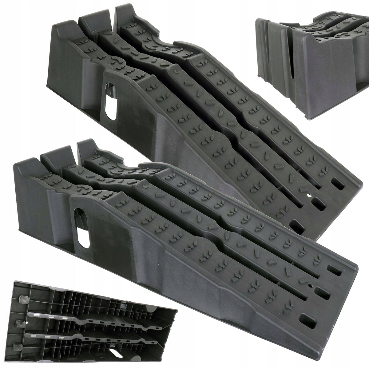 2x Wide Overrun Car Ramps 2 Pack Strength 8T Height 220mm