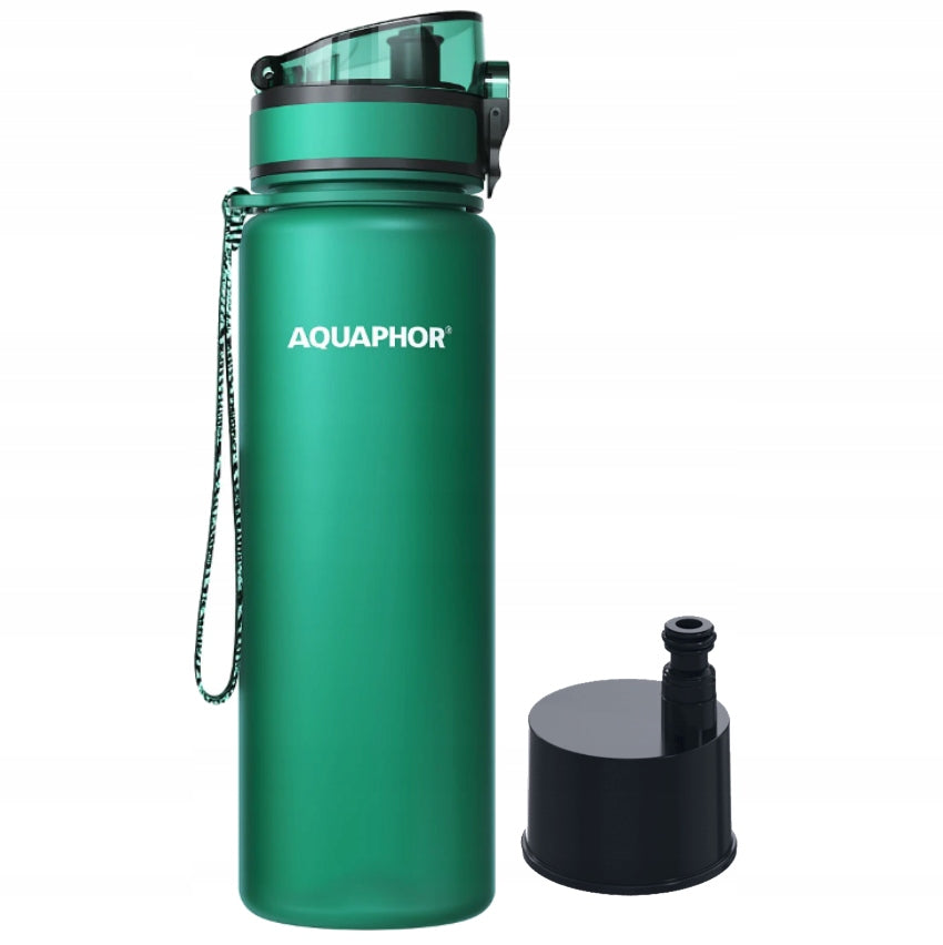 2x water bottle + filter cartridge Aquaphor City bottle green 0,5l Packaging status original