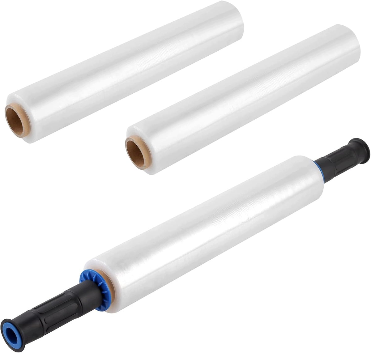 3 × 150 M STRETCH FILM WITH HANDLES FOR PACKING AND REMOVAL